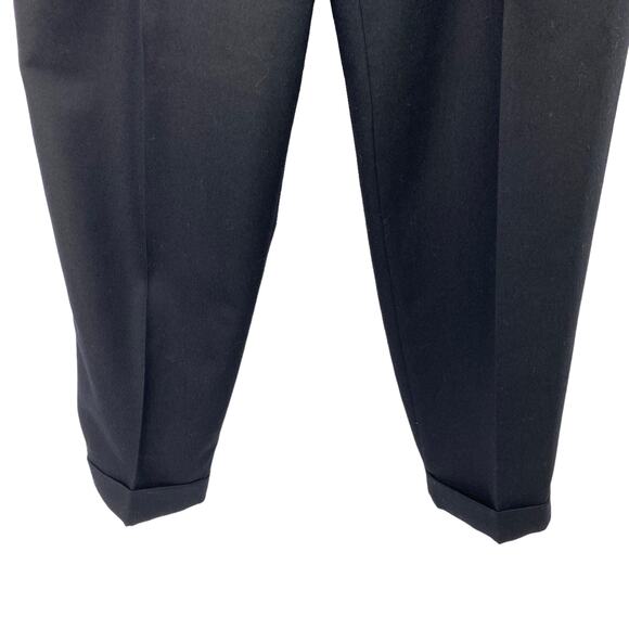 Vintage 90s Casual Corner Pure Wool Pants High Rise Pleated Front Cuffed Black 6 - Picture 6 of 8